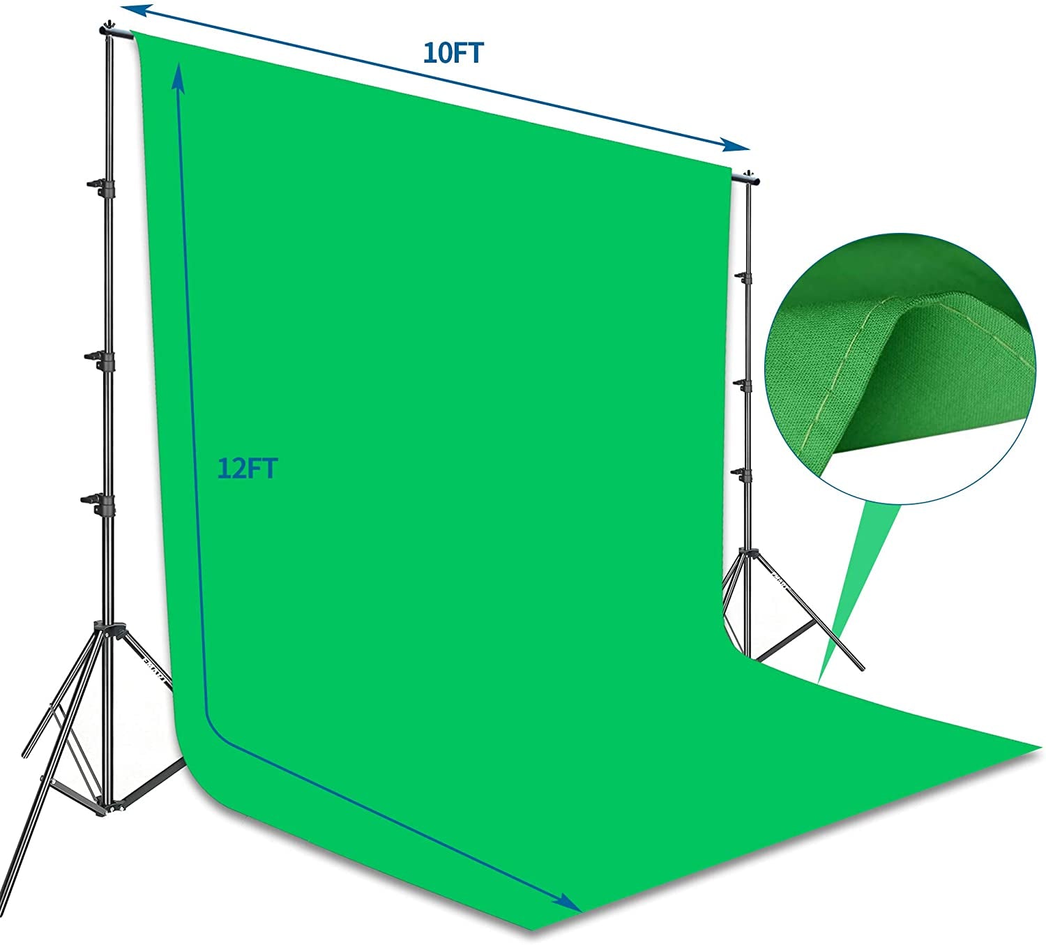 Photo Video Studio 8.5 X 10Ft Green Screen Backdrop Stand Kit, Photography Background Support System with 10 X12Ft 100% Cotton Muslin Chromakey Backdrop